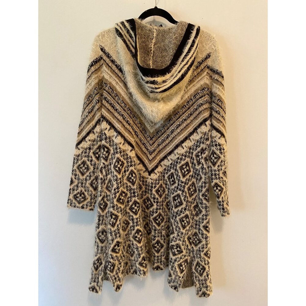 BCBG MaxAzria Midi Open Front Cardigan Duster w/ Hood Large - Picture 3 of 10